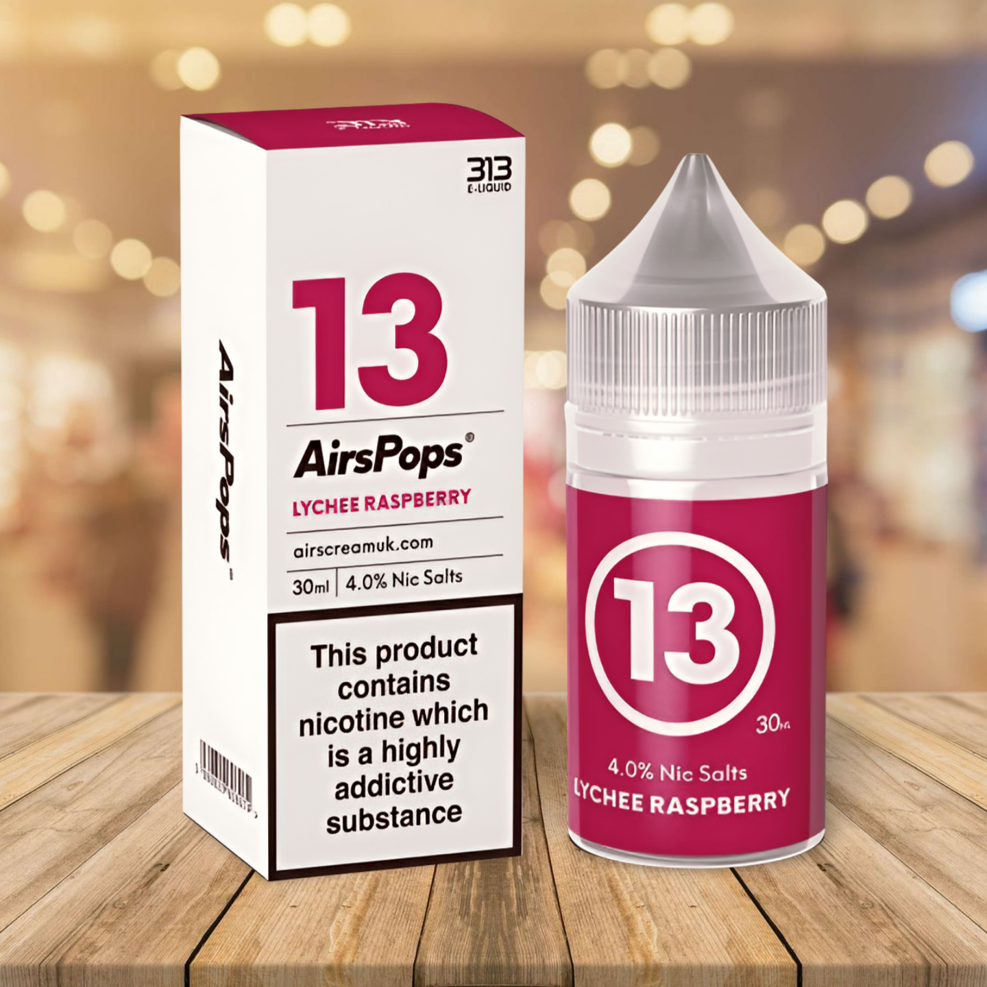 AirsPops 313 Nic Salts E-Liquid 30ml - Lychee Raspberry