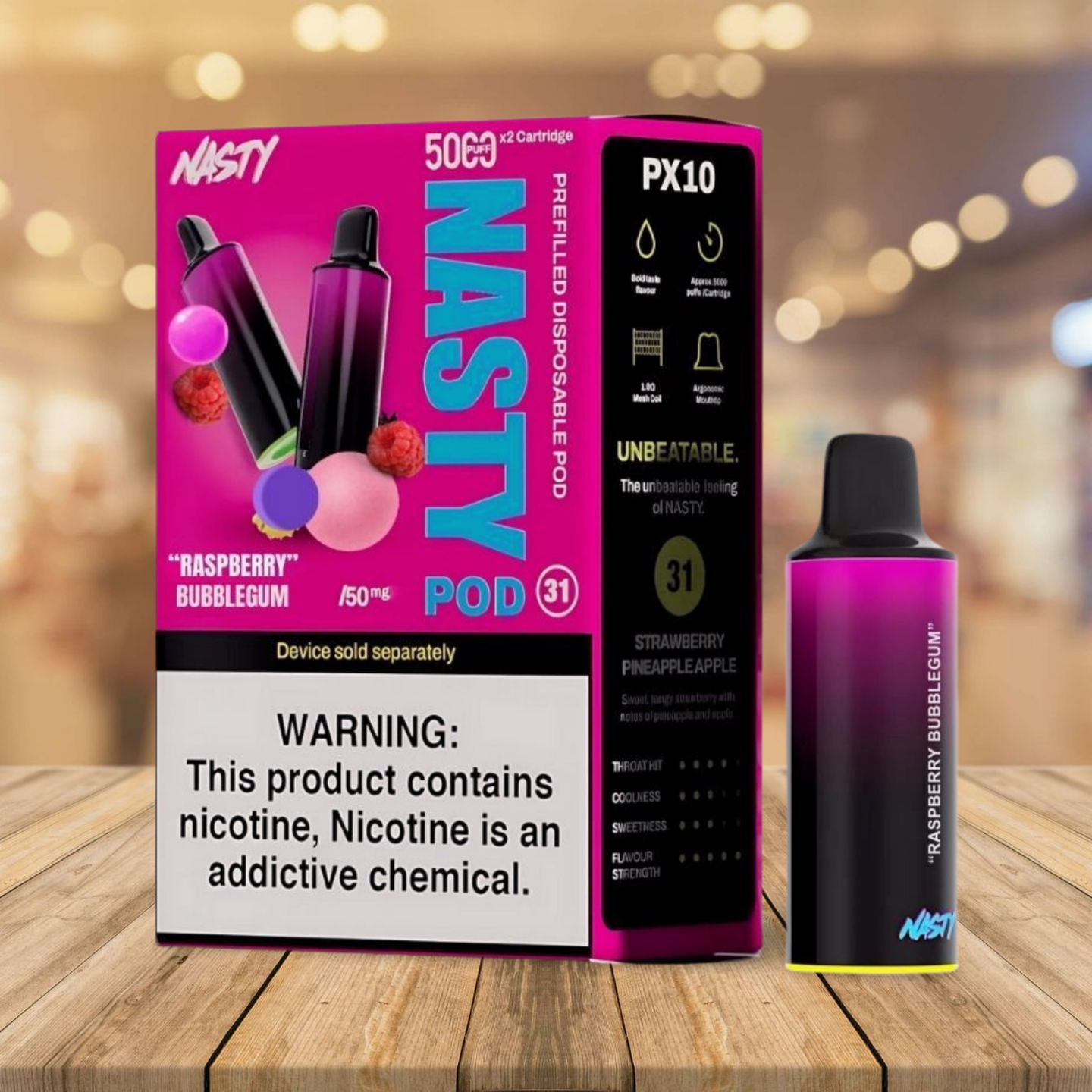 Nasty Pod PX10 (2 x 5000 Puffs) - Raspberry Bubblegum